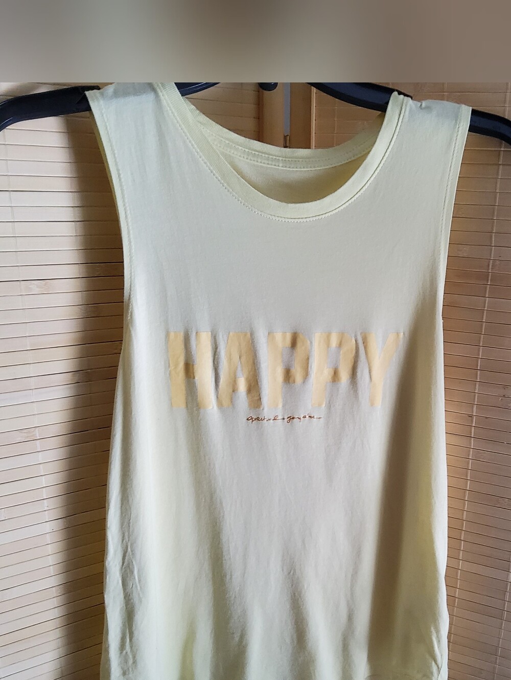 Spiritual Gangster Pale Yellow 'HAPPY' Women's Tank